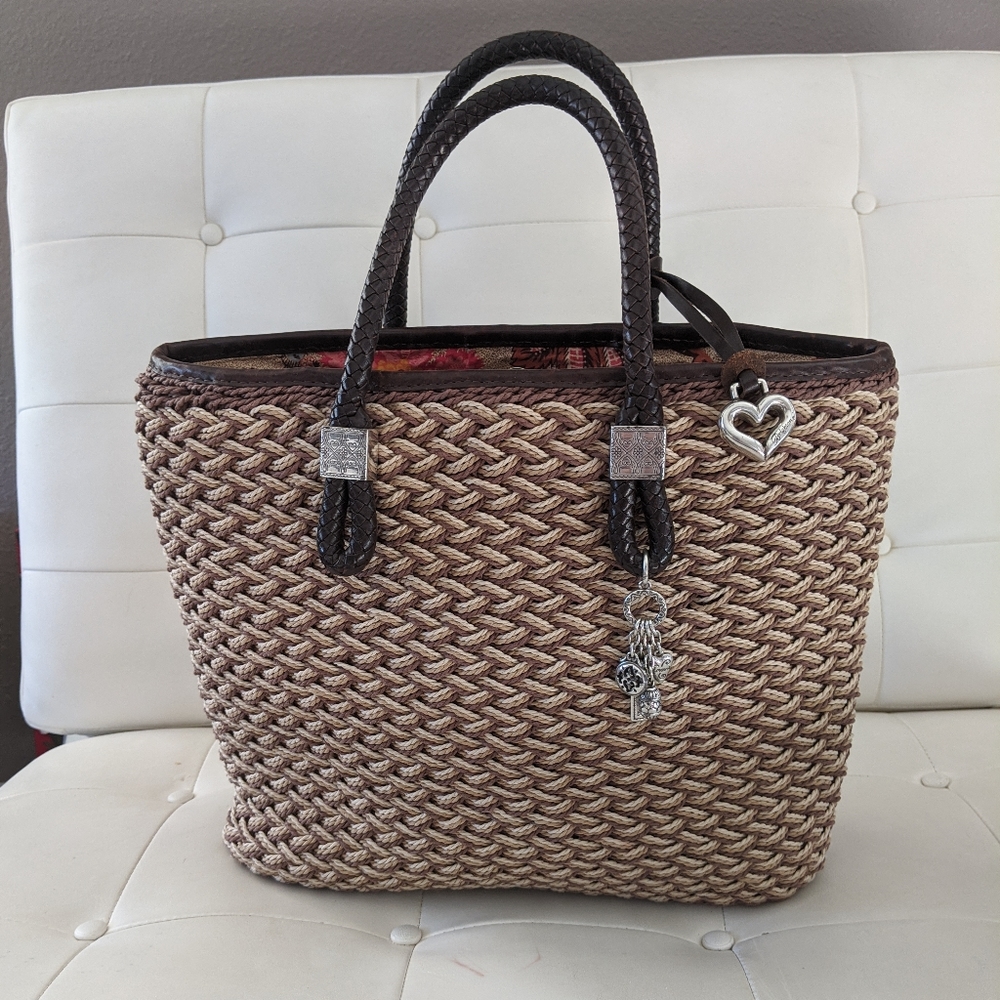 Brighton Tan & Brown Hand Bag with Leather Trim